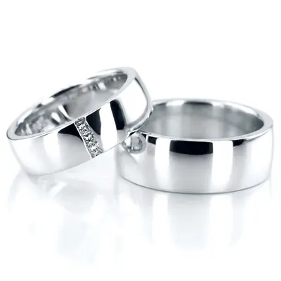 Color Duo Two Tone Contemporary Princess Cut Diamond Wedding Band Set - view 2 of 3