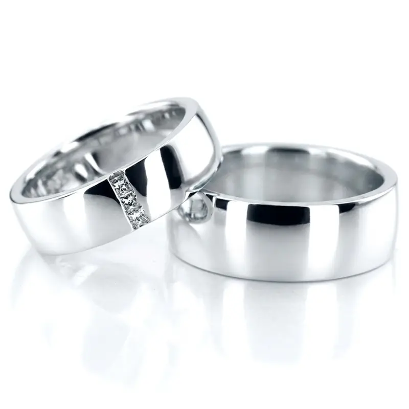 plat two-tone-princess-cut-channel-set-wedding-band-set - alternate view 2