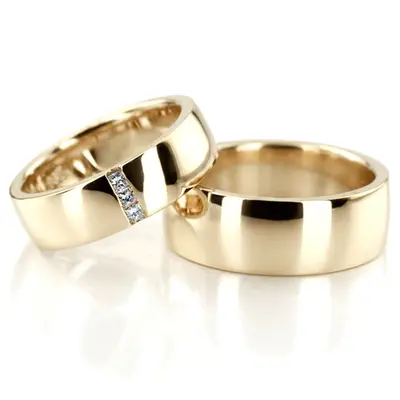 Color Duo Two Tone Contemporary Princess Cut Diamond Wedding Band Set - view 3 of 3