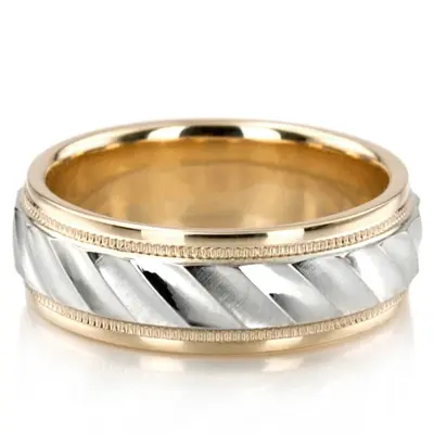 Stylish Ridged Center Fancy Designer Wedding Ring  - view 1 of 7