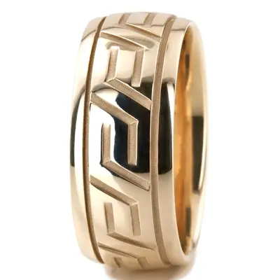 Traditional Greek Key Designer Wedding Band  - view 5 of 7