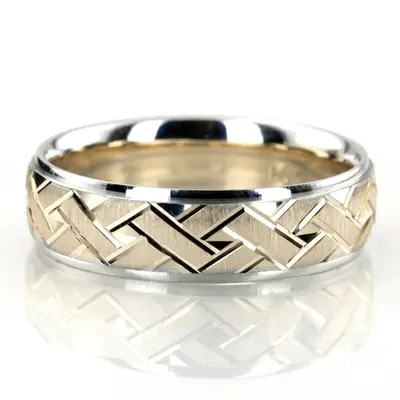 Attractive Angled Cut Diamond Cut Wedding Ring  - view 2 of 8