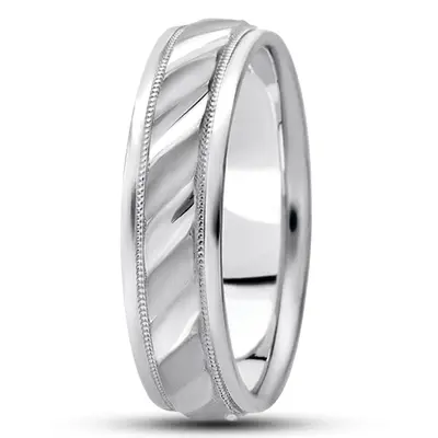 Stylish Ridged Center Fancy Designer Wedding Ring  - view 6 of 7