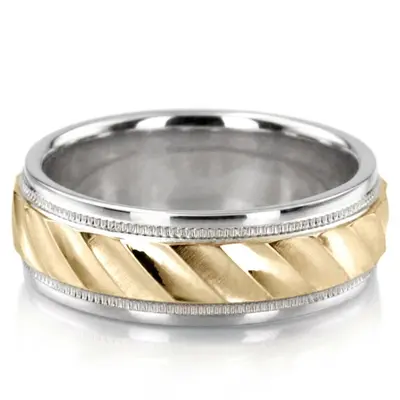 Stylish Ridged Center Fancy Designer Wedding Ring  - view 2 of 7