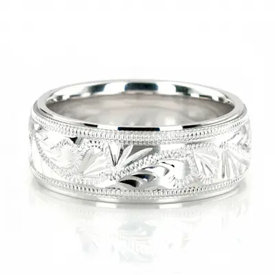 Stylish Floral Carved Wedding Ring  - view 1 of 4
