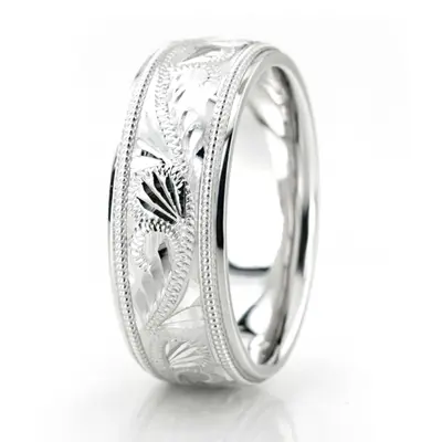 Stylish Floral Carved Wedding Ring  - view 4 of 4