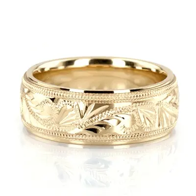 Stylish Floral Carved Wedding Ring  - view 2 of 4