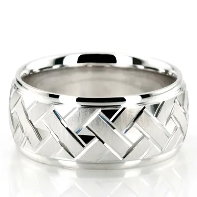 Attractive Angled Cut Diamond Cut Wedding Ring  - view 4 of 8
