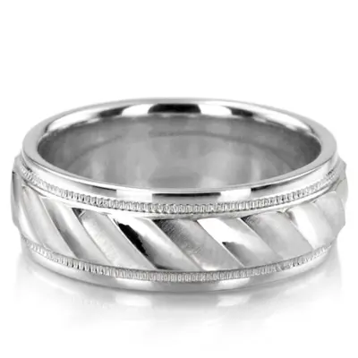 Stylish Ridged Center Fancy Designer Wedding Ring  - view 3 of 7