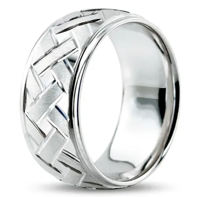 Attractive Angled Cut Diamond Cut Wedding Ring  - view 6 of 8