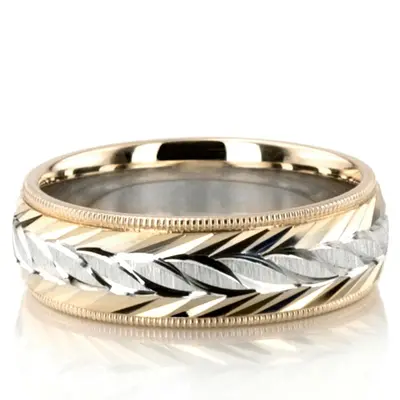 Fine Incised Diamond Cut Wedding Band  - view 1 of 7