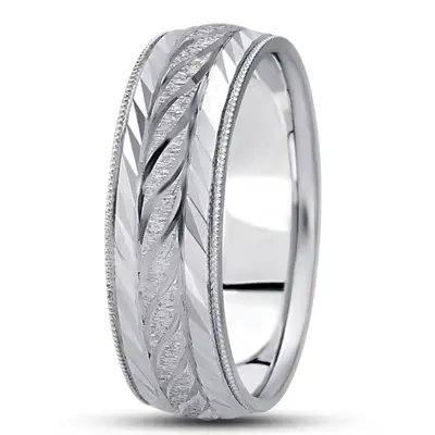 Fine Incised Diamond Cut Wedding Band  - view 5 of 7