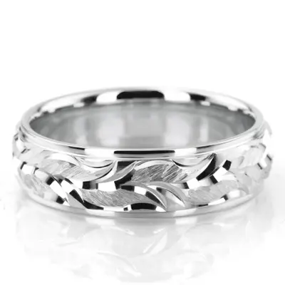 Floral Carved Fancy Wedding Ring - view 1 of 7