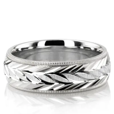 Fine Incised Diamond Cut Wedding Band  - view 4 of 7