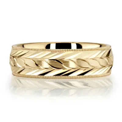 Fine Incised Diamond Cut Wedding Band  - view 3 of 7