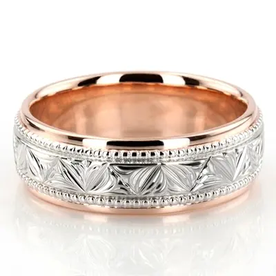 Floral Bead Design Wedding Ring - view 1 of 10