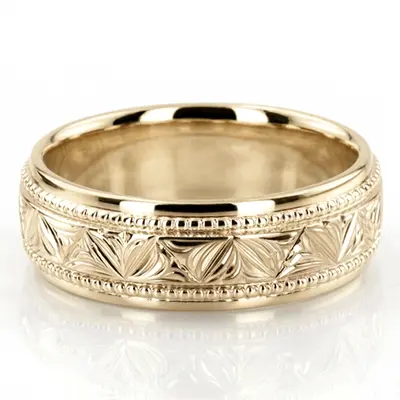 Floral Bead Design Wedding Ring - view 3 of 10