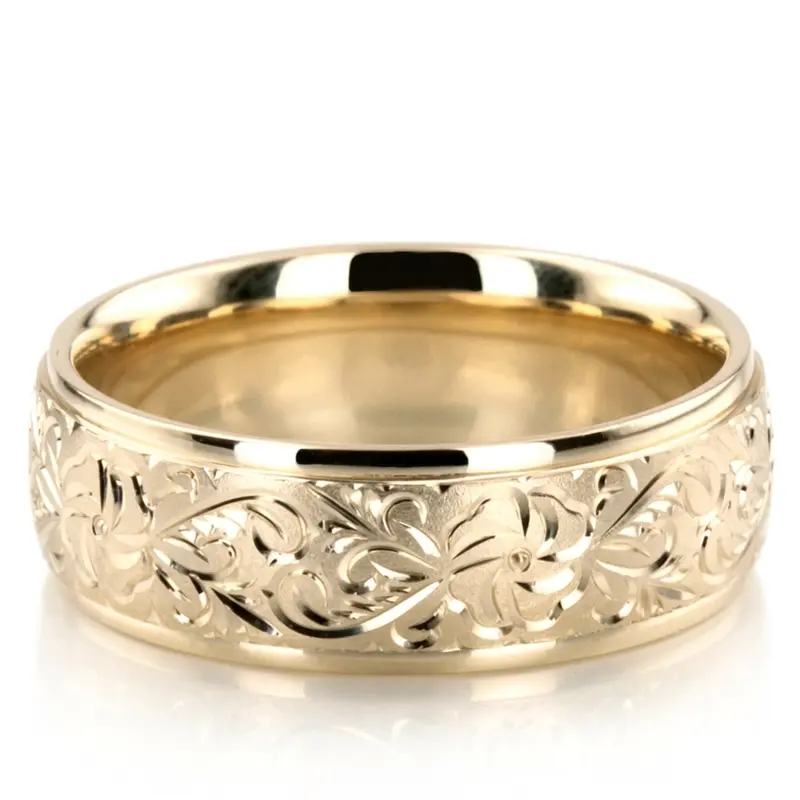 platinum 7mm. same as picture Floral-Fancy-Carved-Wedding-Ring - alternate view 3