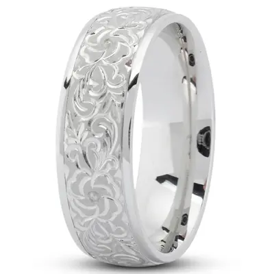 Floral Fancy Cut Wedding Ring - view 4 of 6