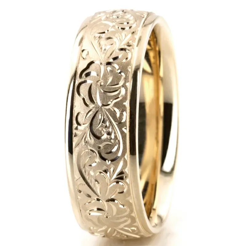 platinum 7mm. same as picture Floral-Fancy-Carved-Wedding-Ring - alternate view 5
