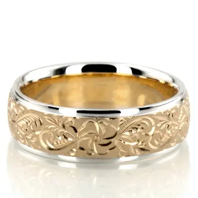 Floral Fancy Cut Wedding Ring - view 1 of 6
