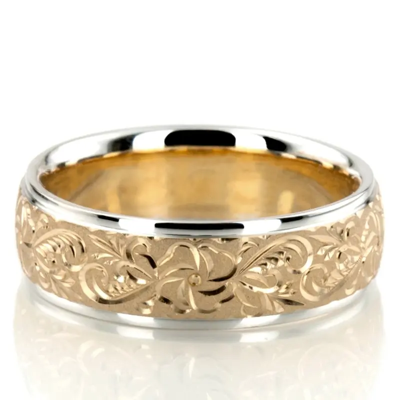 platinum 7mm. same as picture Floral-Fancy-Carved-Wedding-Ring - alternate view 2