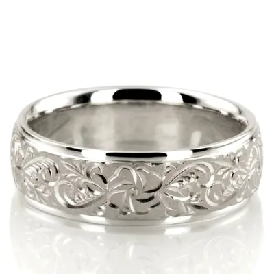 Floral Fancy Cut Wedding Ring - view 3 of 6
