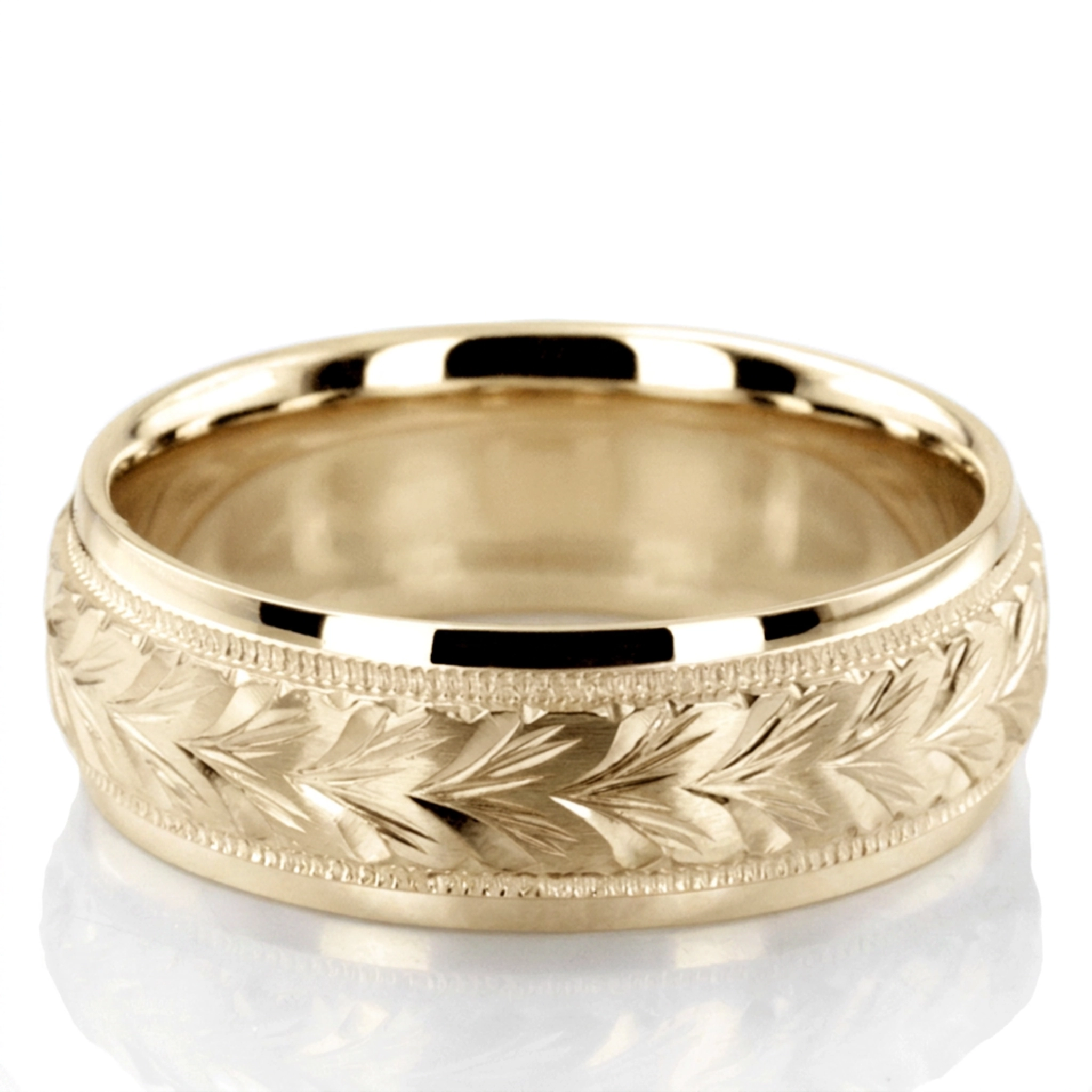 platinum 7mm. satin hand-engraved-fancy-carved-wedding-band - alternate view 3