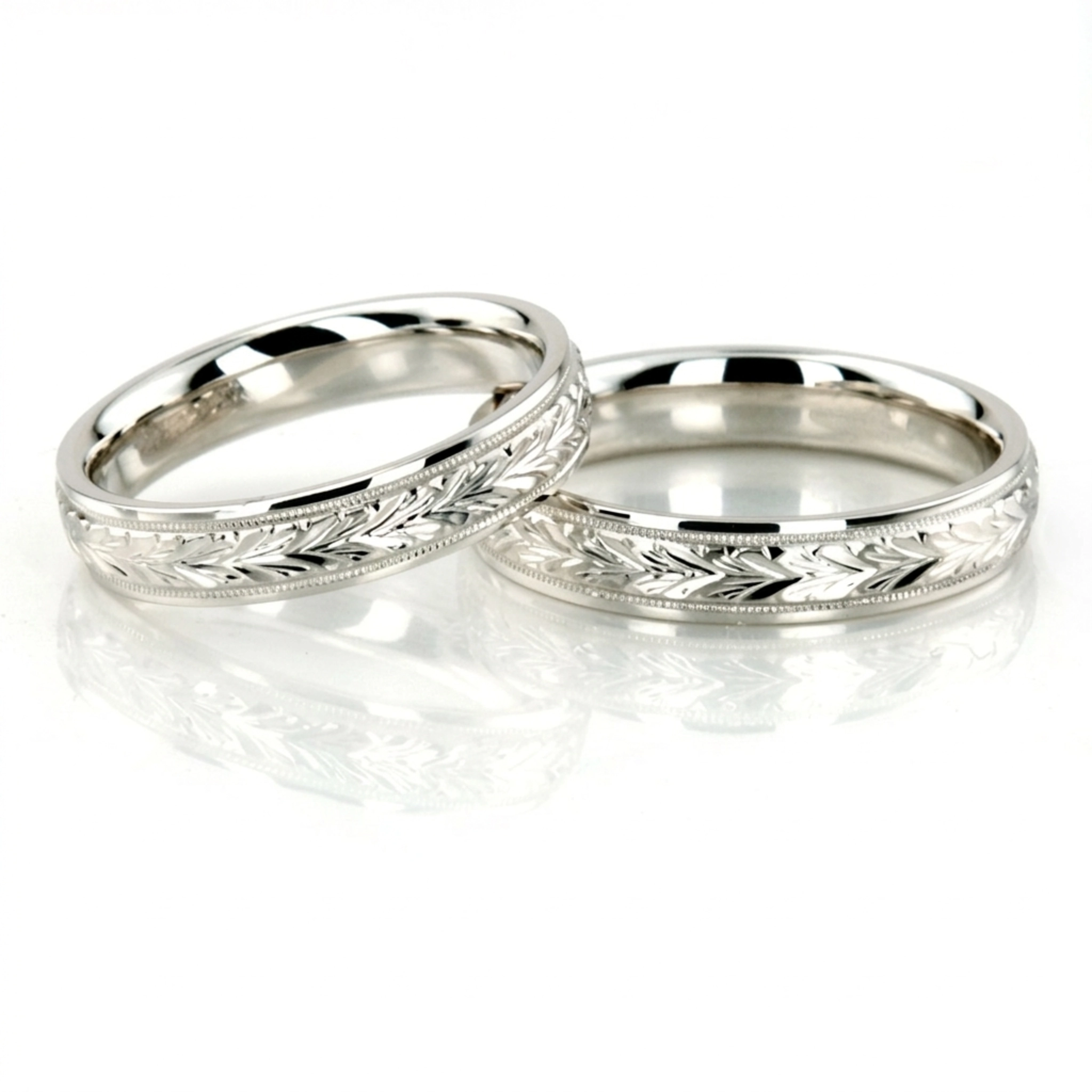 18K his-and-her-hand-engraved-fancy-carved-wedding-ban - main view