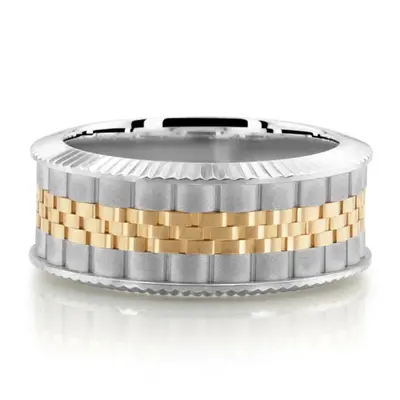 New Age Rolex Inspired Two Tone Wedding Band - view 3 of 5