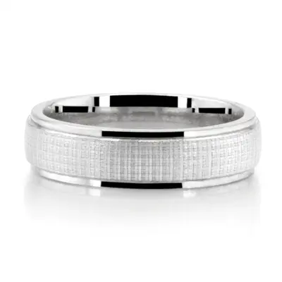 Delicate Cross-Hatching Design Wedding Ring - view 2 of 3