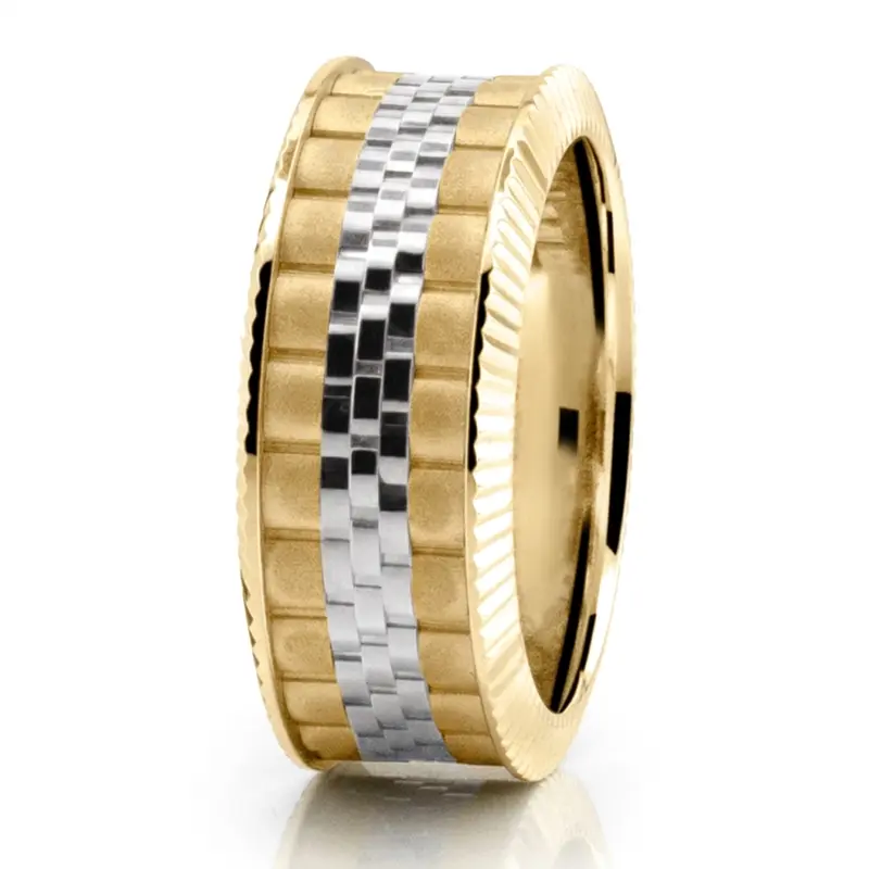 10K yellow-white-yellow gold 7mm. same as picture New Age Rolex Inspired Two Tone Wedding Band - alternate view 5