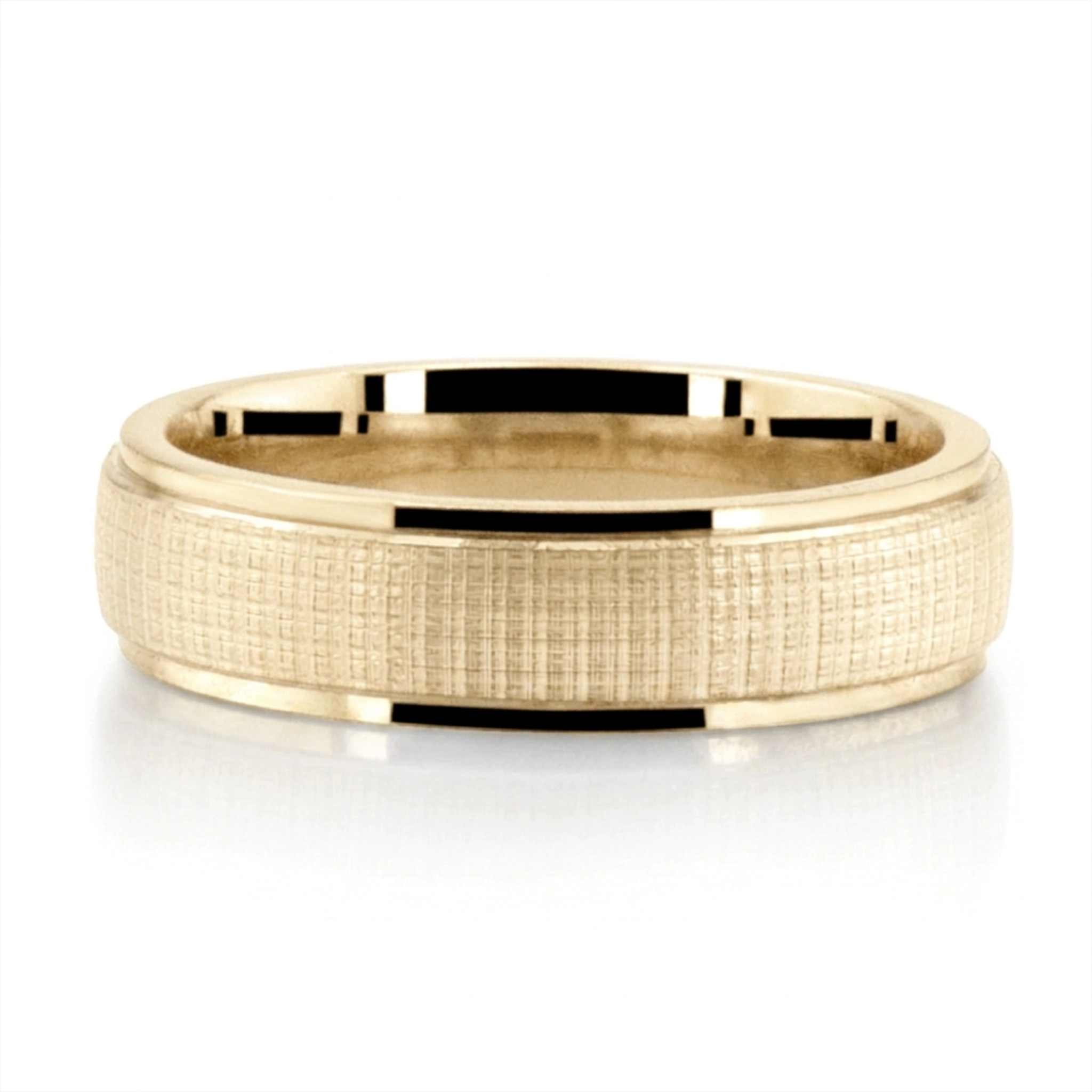 10K yellow gold 6mm. same as picture Delicate Cross-Hatching Design Wedding Ring - alternate view 3