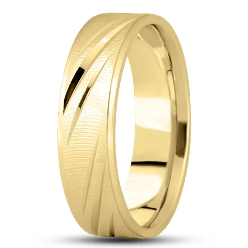 14K yellow gold 6mm. same as picture fancy-carved-diamond-cut-wedding-band - alternate view 8