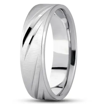 Traditional Grooved Fancy Carved Wedding Band  - view 6 of 9