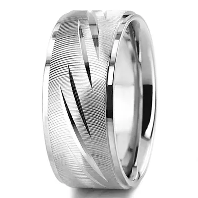 Traditional Grooved Fancy Carved Wedding Band  - view 5 of 9