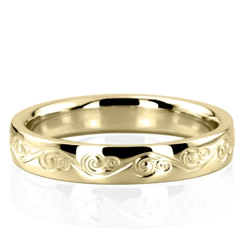 14K yellow gold 5mm. high polish In-Vogue-Floral-Wedding-Band - alternate view 2