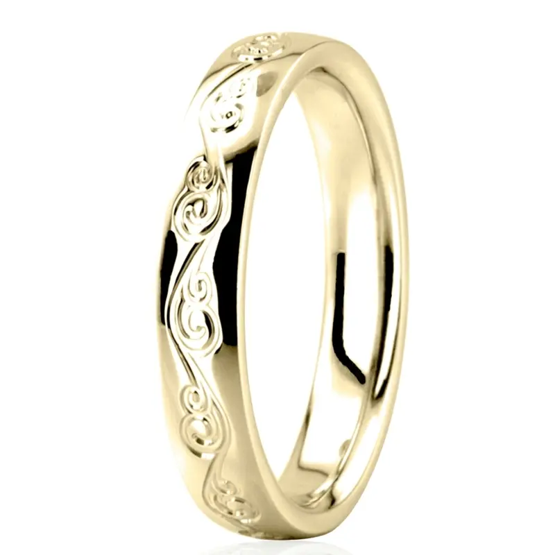 14K yellow gold 5mm. high polish In-Vogue-Floral-Wedding-Band - alternate view 4