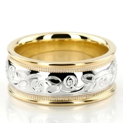 Refined Floral Carved Wedding Band  - view 4 of 9