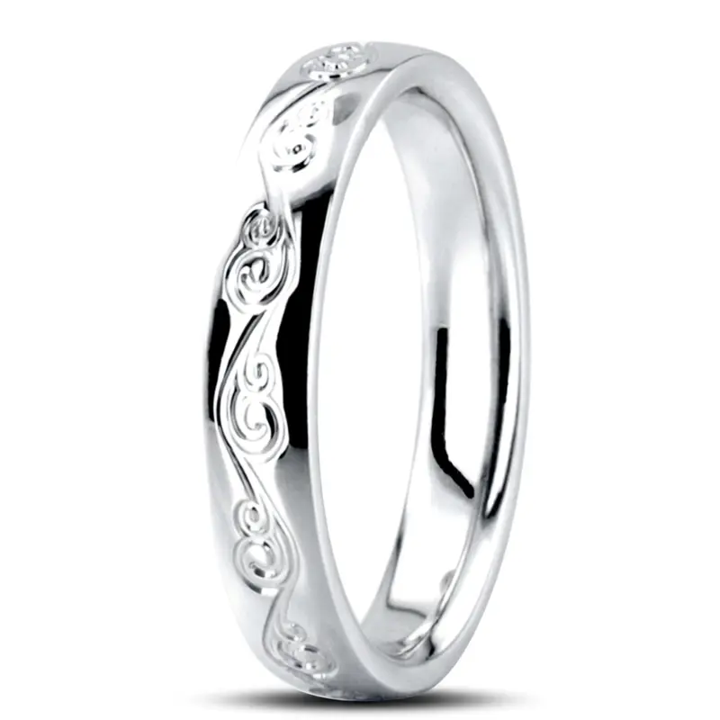 14K white gold 5mm. high polish In-Vogue-Floral-Wedding-Band - alternate view 5
