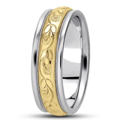 Refined Floral Carved Wedding Band  - view 8 of 9