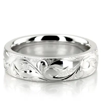 Exquisite Wire Matte Fancy Carved Wedding Ring  - view 2 of 5