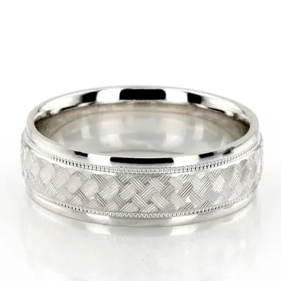 Unique Milgrain Fancy Carved Wedding Ring  - view 1 of 8