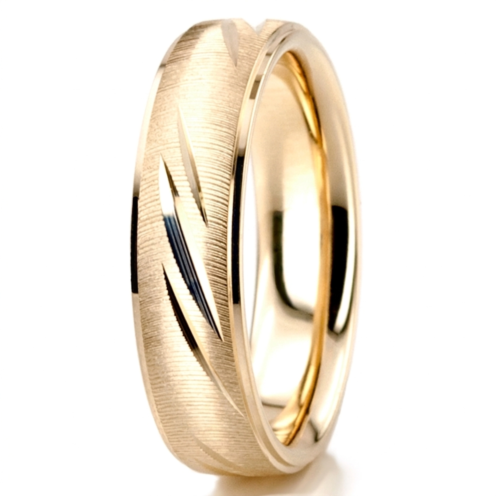 10K yellow gold 5mm. same as picture fancy-carved-diamond-cut-wedding-band - alternate view 7