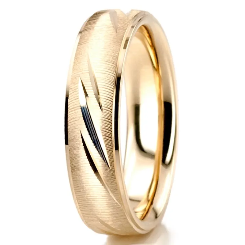 14K yellow gold 5mm. same as picture fancy-carved-diamond-cut-wedding-band - alternate view 7