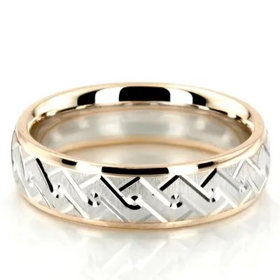 Double Helix Design Diamond Cut Wedding Band  - view 4 of 6