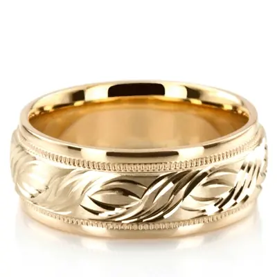 Exquisite Fancy Carved Wedding Ring - view 6 of 6