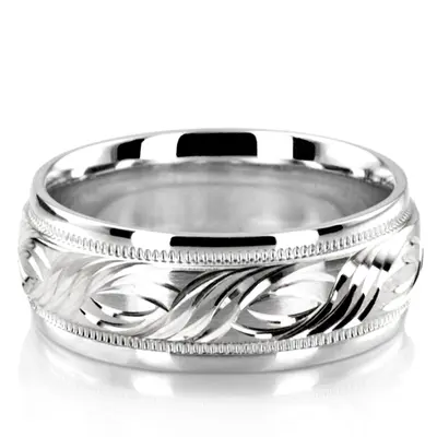 Exquisite Fancy Carved Wedding Ring - view 2 of 6