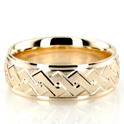 Double Helix Design Diamond Cut Wedding Band  - view 5 of 6