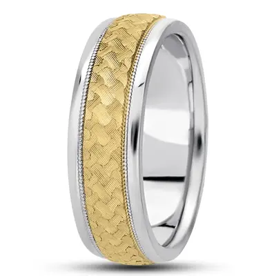 Unique Milgrain Fancy Carved Wedding Ring  - view 6 of 8